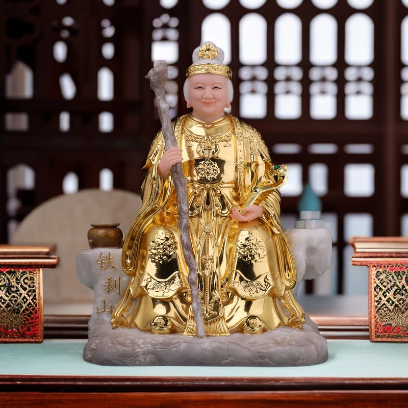 千化贴金黑老太太像黑妈妈实心汉白玉黑奶奶家居装饰工艺品摆件