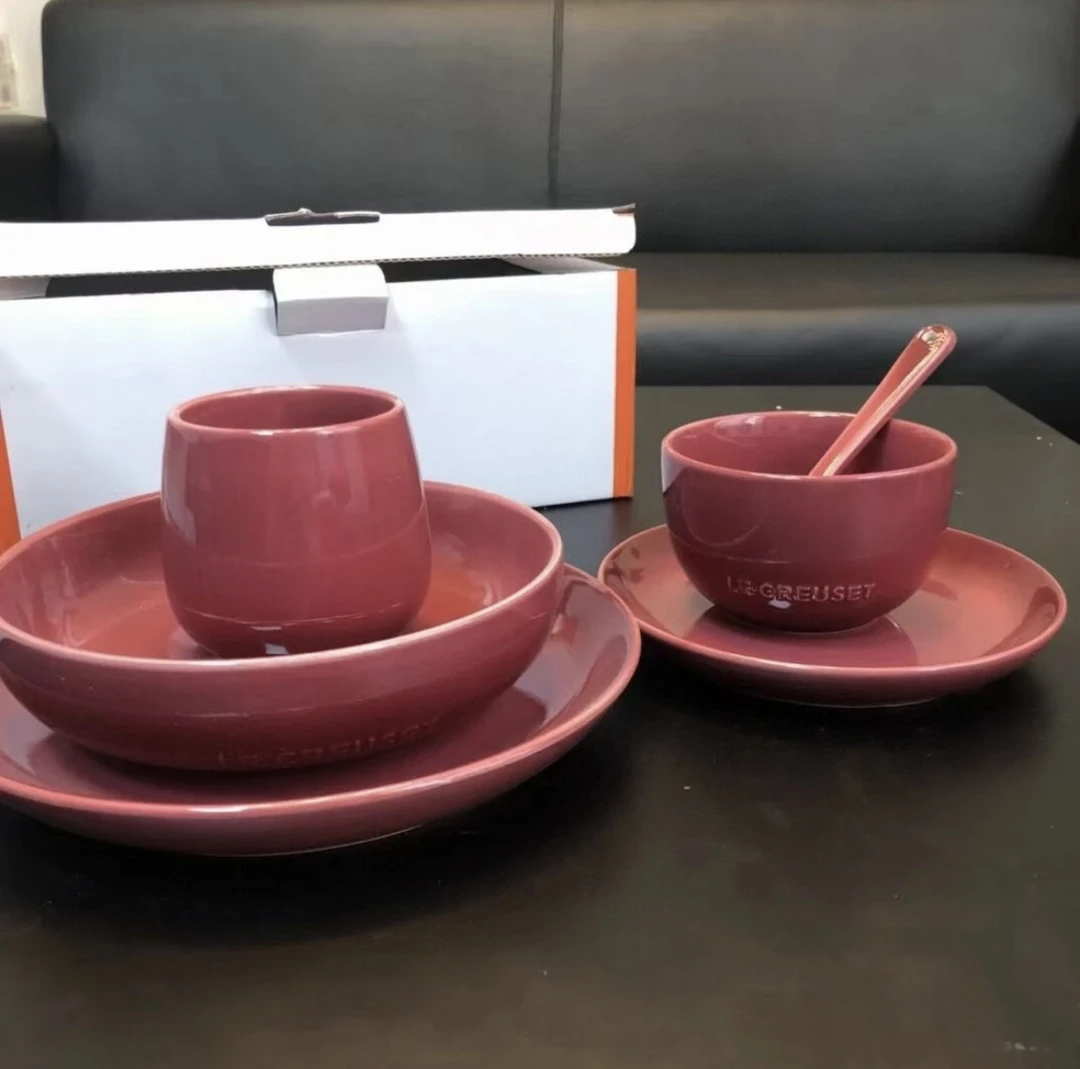 法国渐变六件套盘碗杯勺餐具釉下彩