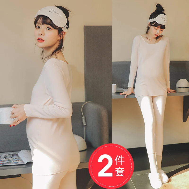 【阳离子绒】秋冬孕妇保暖加厚内衣睡衣打底衫月子服大码套装秋衣
