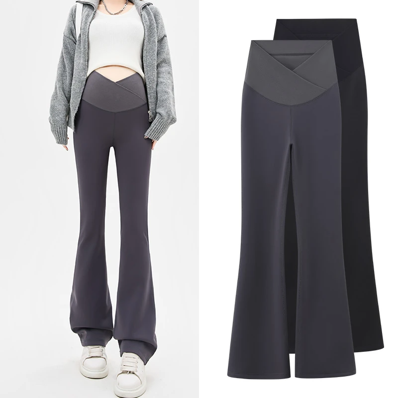 米度丽秋冬加绒孕妇外穿鲨鱼裤瑜伽喇叭裤50575+50575H+50575R