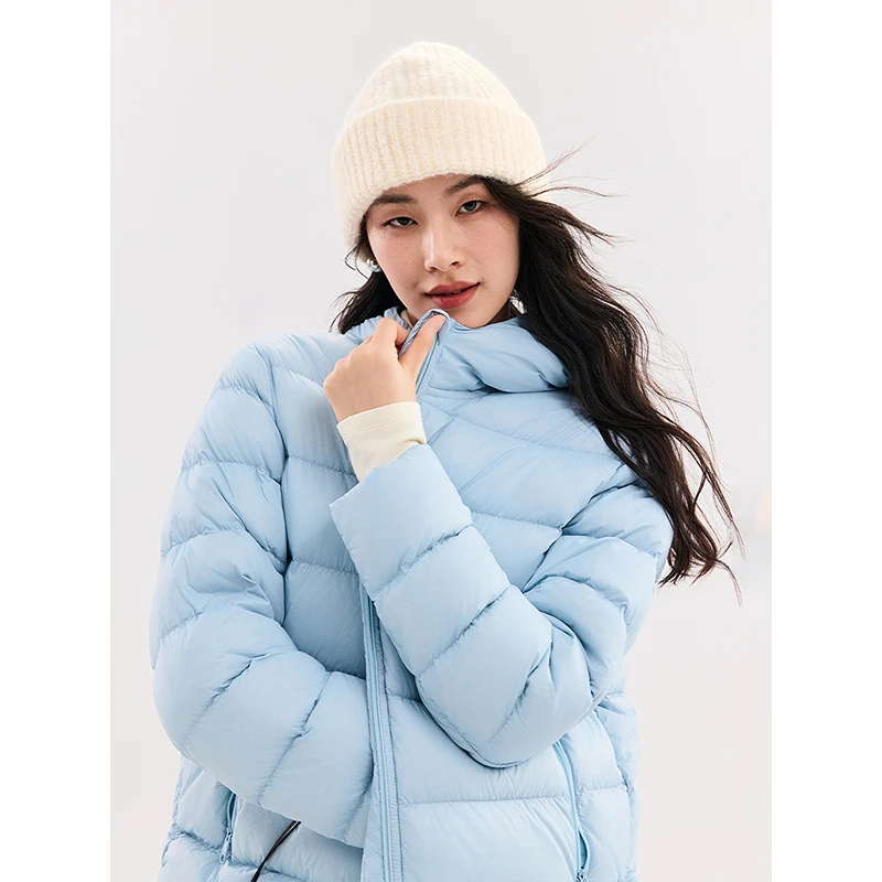 初棉【冬日特调】时尚舒芙蕾零压超轻连帽羽绒服347615024