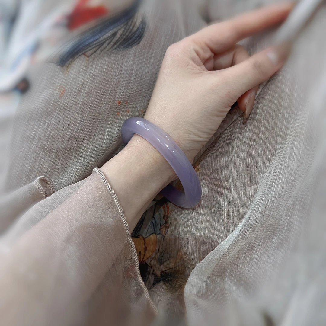 【紫罗兰】玉手镯玛瑙玉髓手镯宝妈款玉镯国风汉服玉手镯（多样性发）