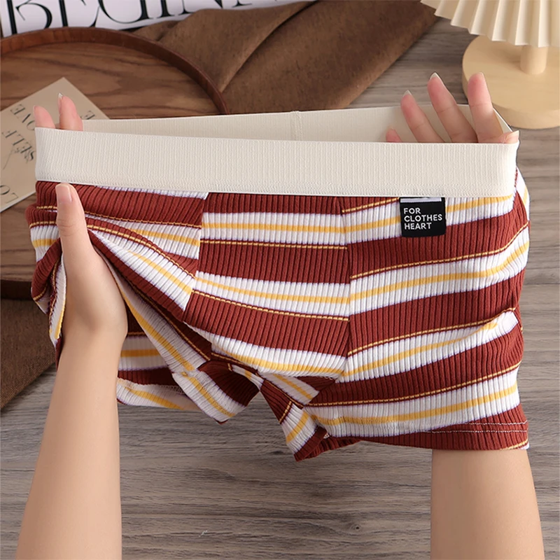 韩胖子男士内裤男款条纹透气平角裤中腰舒适男式四角裤新款短裤衩