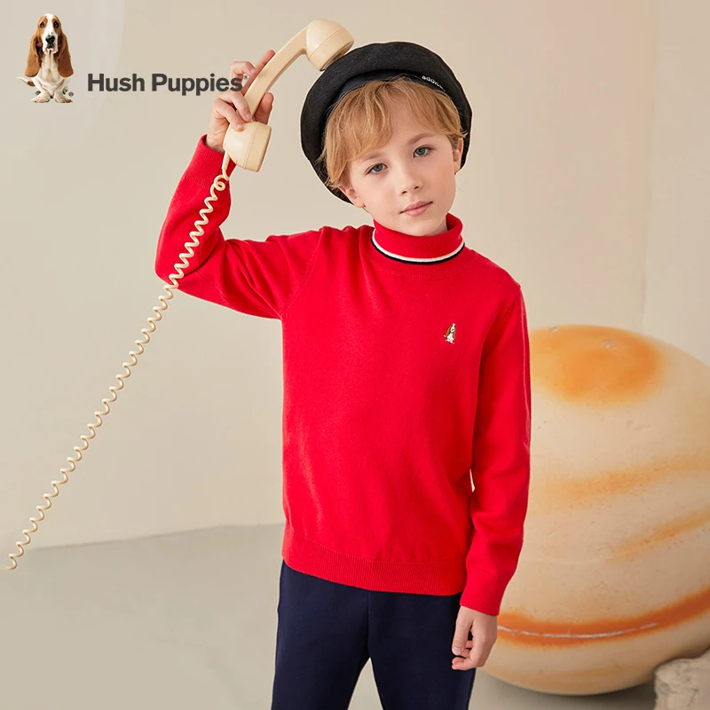 暇步士童装百搭款针织衫春季款高翻领针织长袖时尚休闲打底线衣