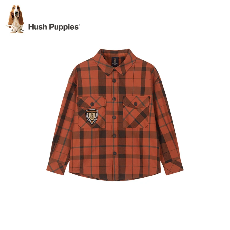 暇步士童装男童衬衫秋季新款时尚潮流复古感帅气经典格纹上衣