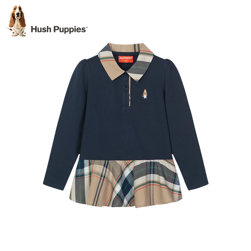 暇步士童装上衣春季新款洋气百搭格子翻领拼色长袖POLO衫CP640