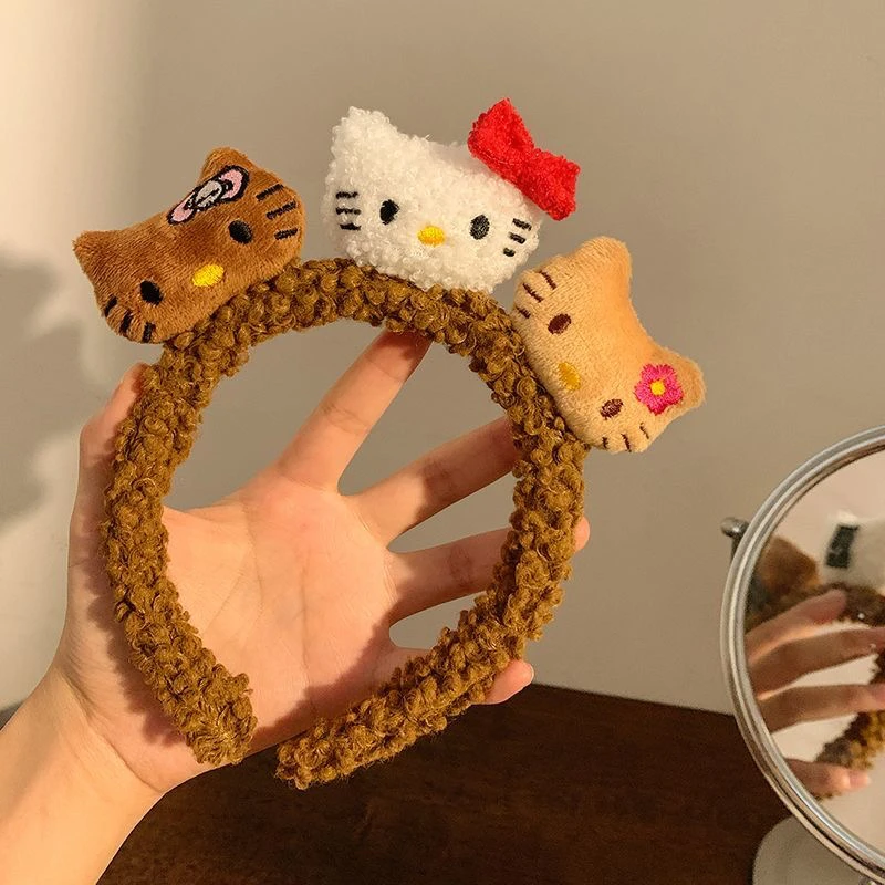KT猫毛绒发箍可爱甜美头饰秋冬敷面膜洗脸专用头箍女卡通发饰