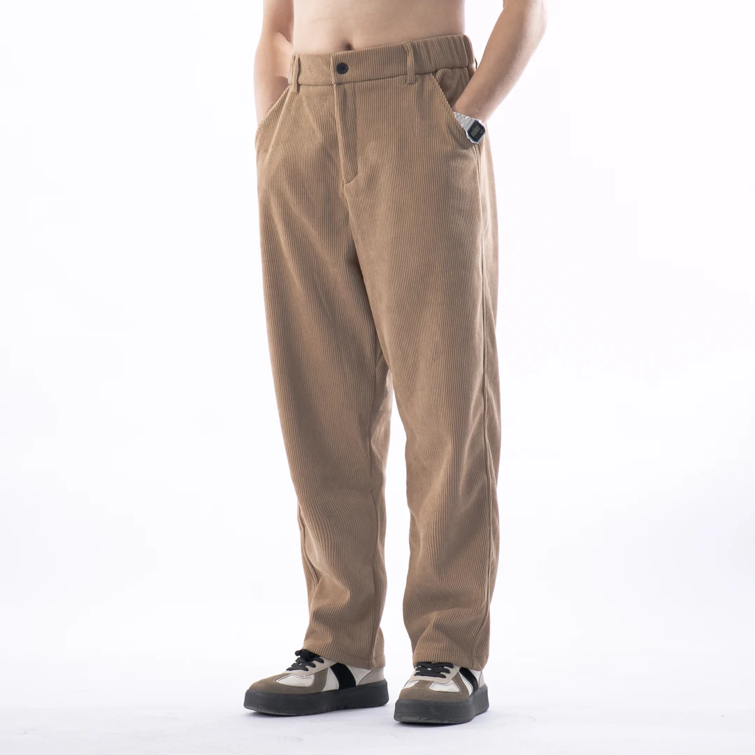 洋葱很忙男士腿粗百搭阔腿加绒大码直筒微锥裤垂感商务休闲裤卫裤