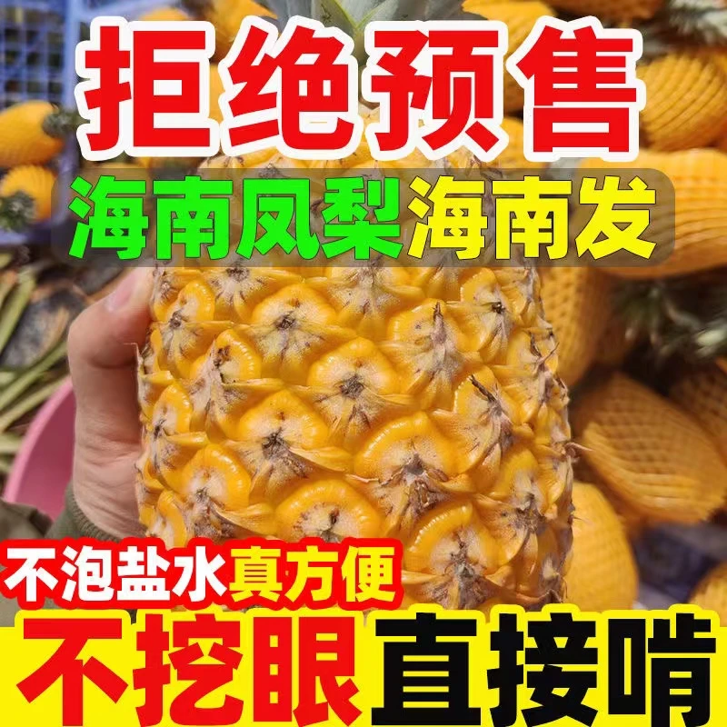 精选海南金钻凤梨，不用泡盐水不挖眼，削皮直接吃，2斤5斤9斤