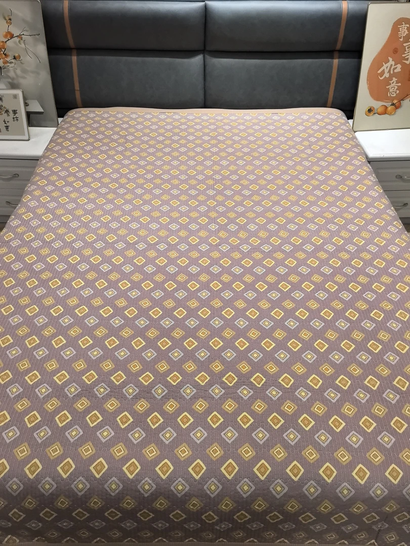 【浅紫方格】A类精品原生棉床盖加厚双面2米×2.3米四季通用
