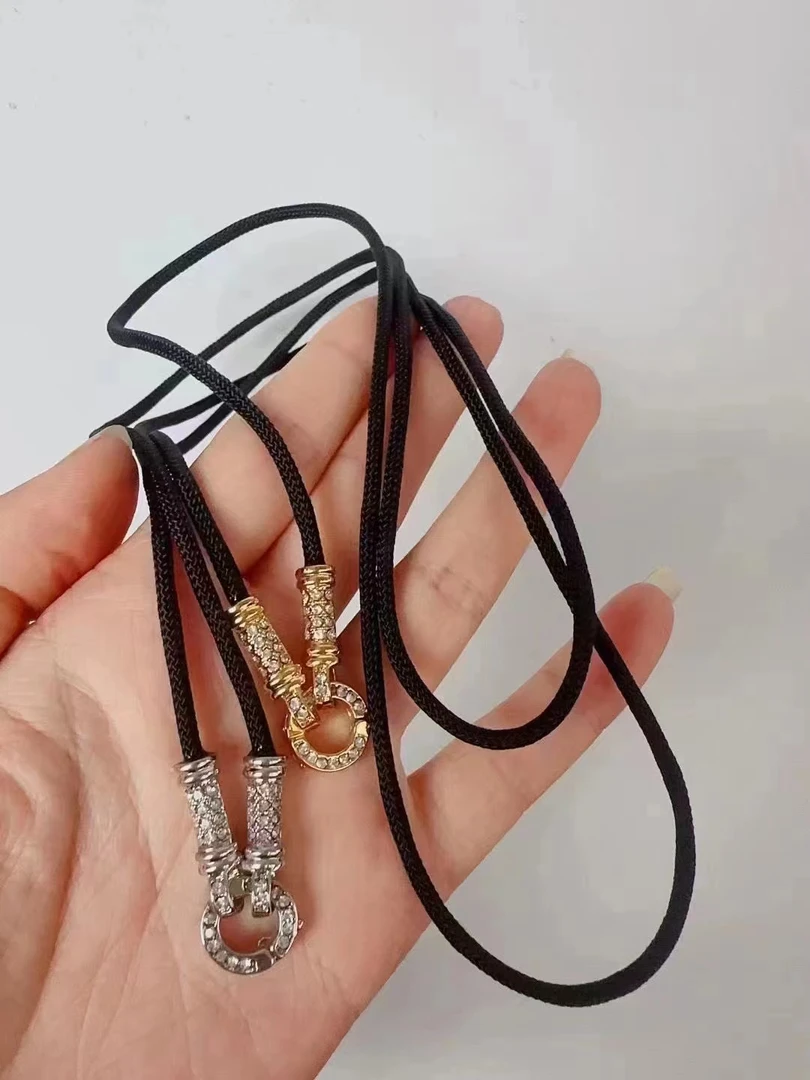 合金吊坠 纯手工金银色圆扣绳
