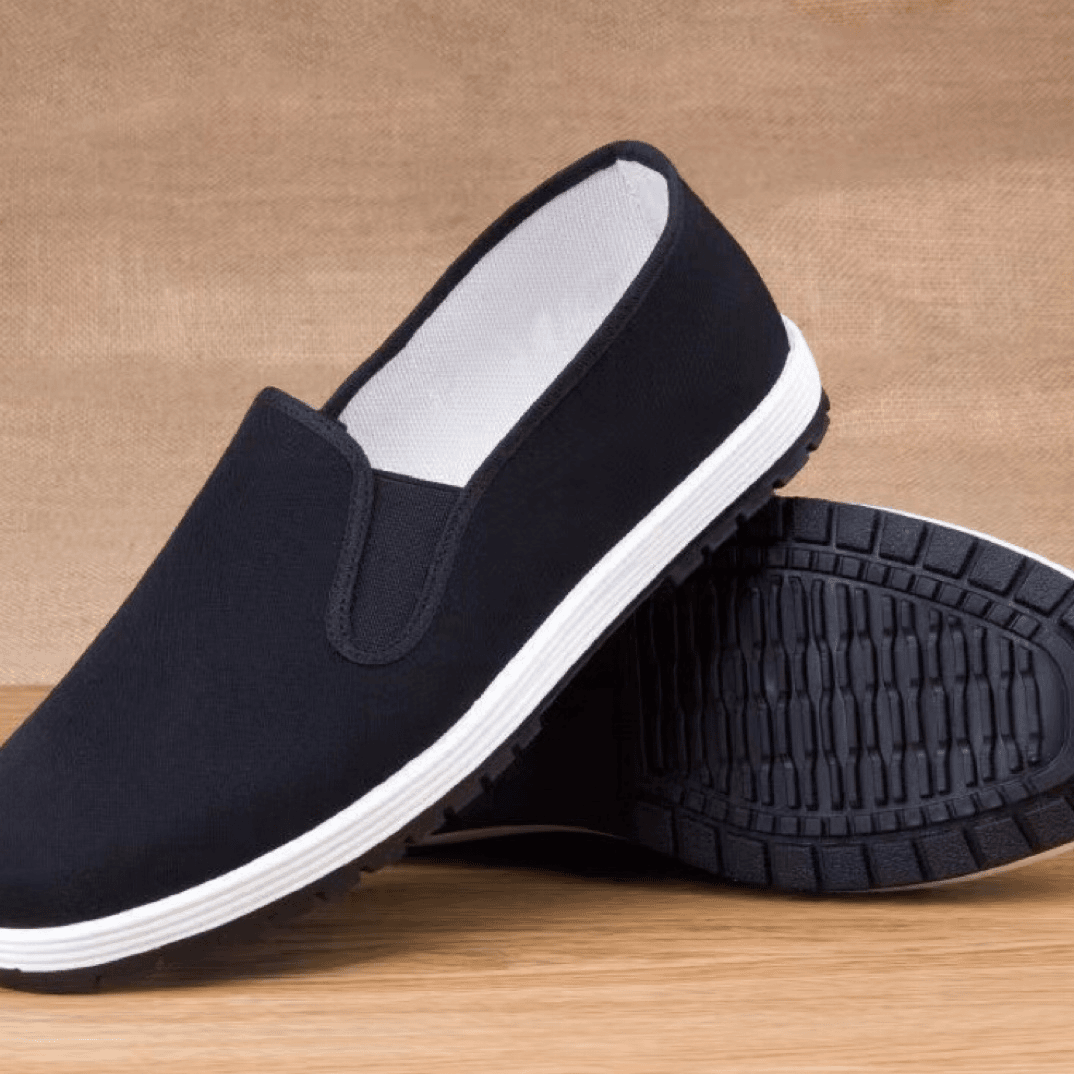 老北京布鞋男款艾草防臭一脚蹬平底工作鞋轻便舒适透气除臭黑布鞋