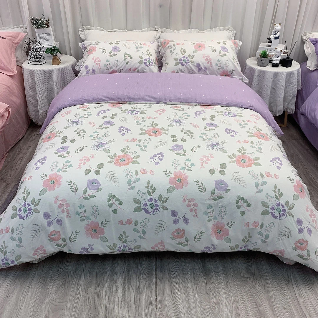 雪京  现货新品四季款纯棉全棉四件套AB版床上用品小碎花床品斜纹