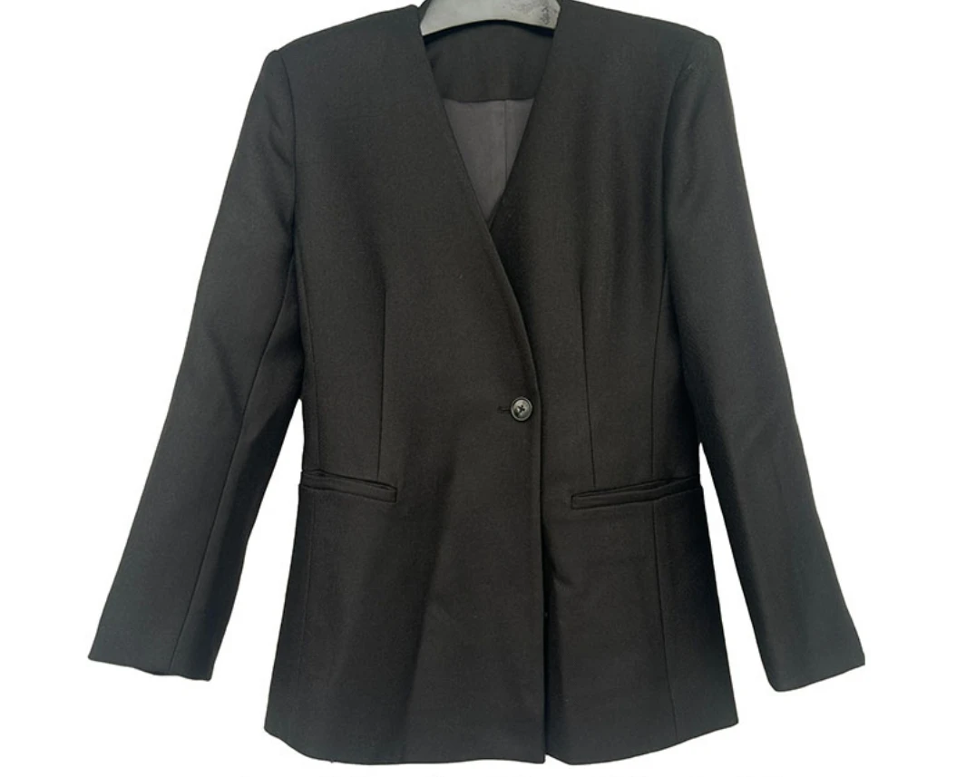 Eio 气质无领羊毛西装外套116E0227