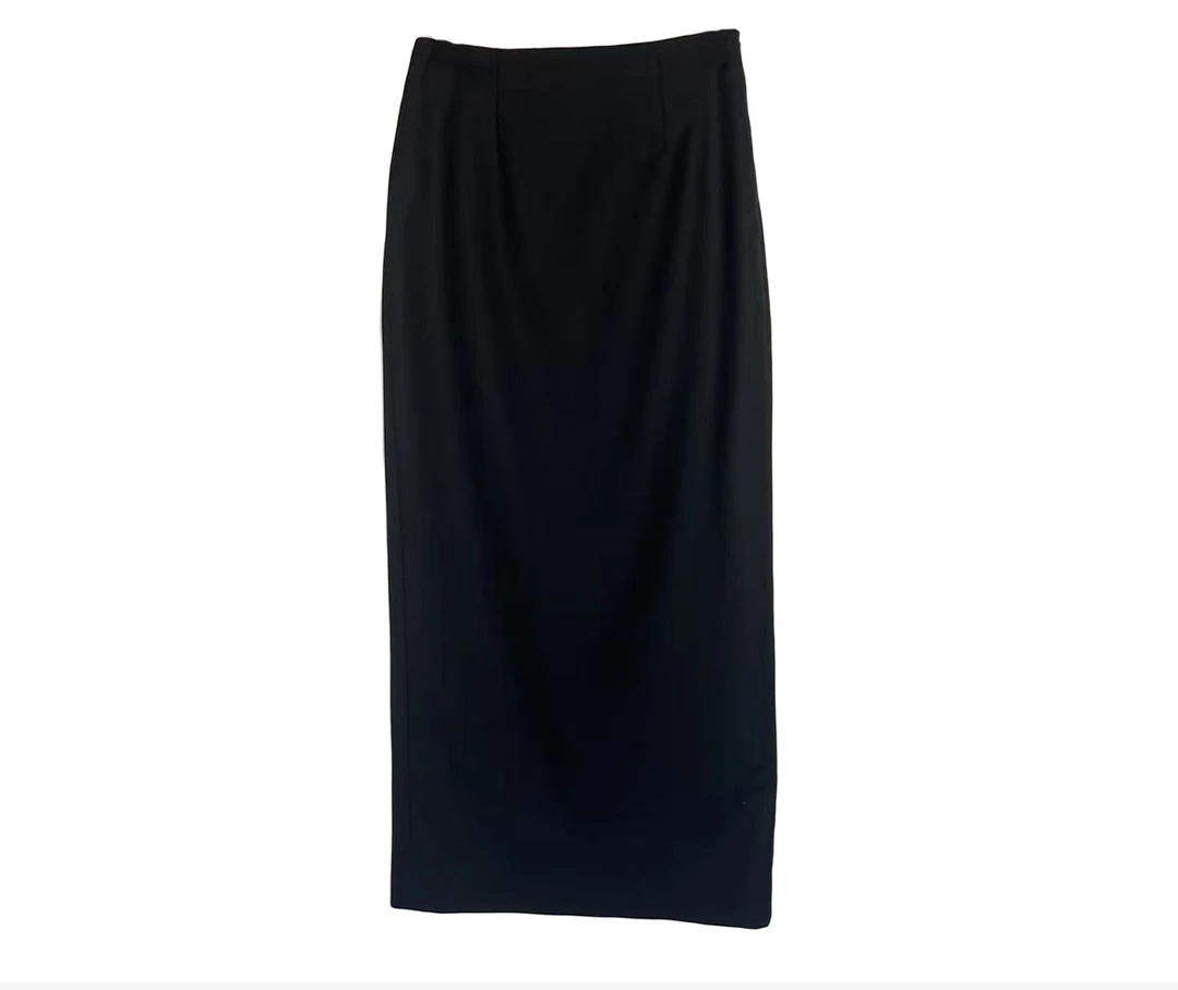 秋冬季时尚女士百搭黑色显瘦后开叉高腰气质半身裙116E1133