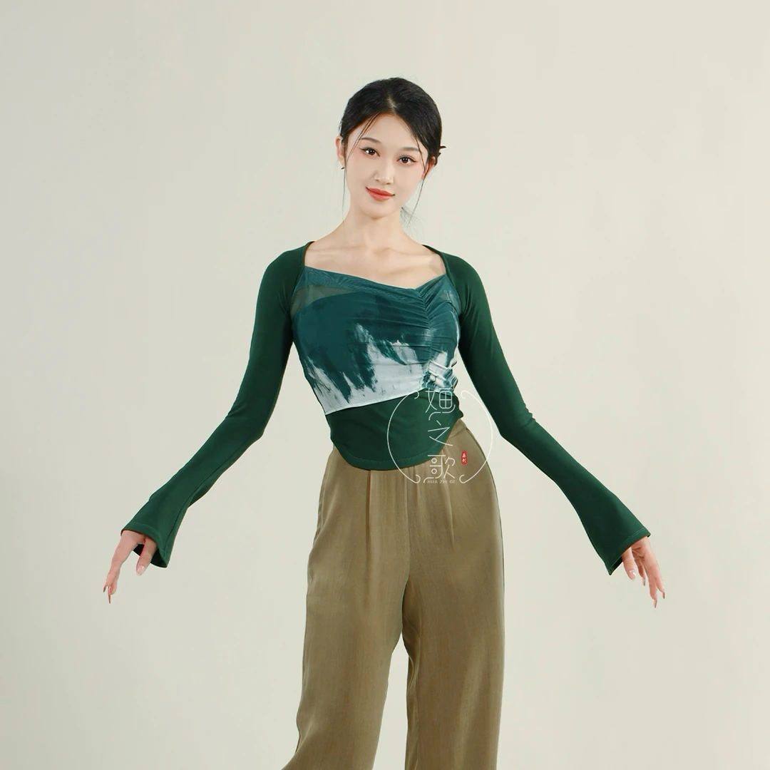 黛绿 婳之歌原创 韩婳 修身气质显瘦常服舞蹈服练功服古典舞纱衣