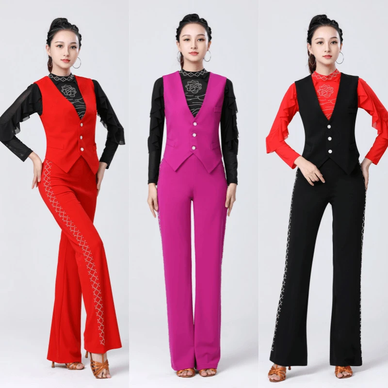 2025吉特巴女新款舞蹈马甲广场舞摩登舞拉丁舞三步踩百搭跳舞坎肩