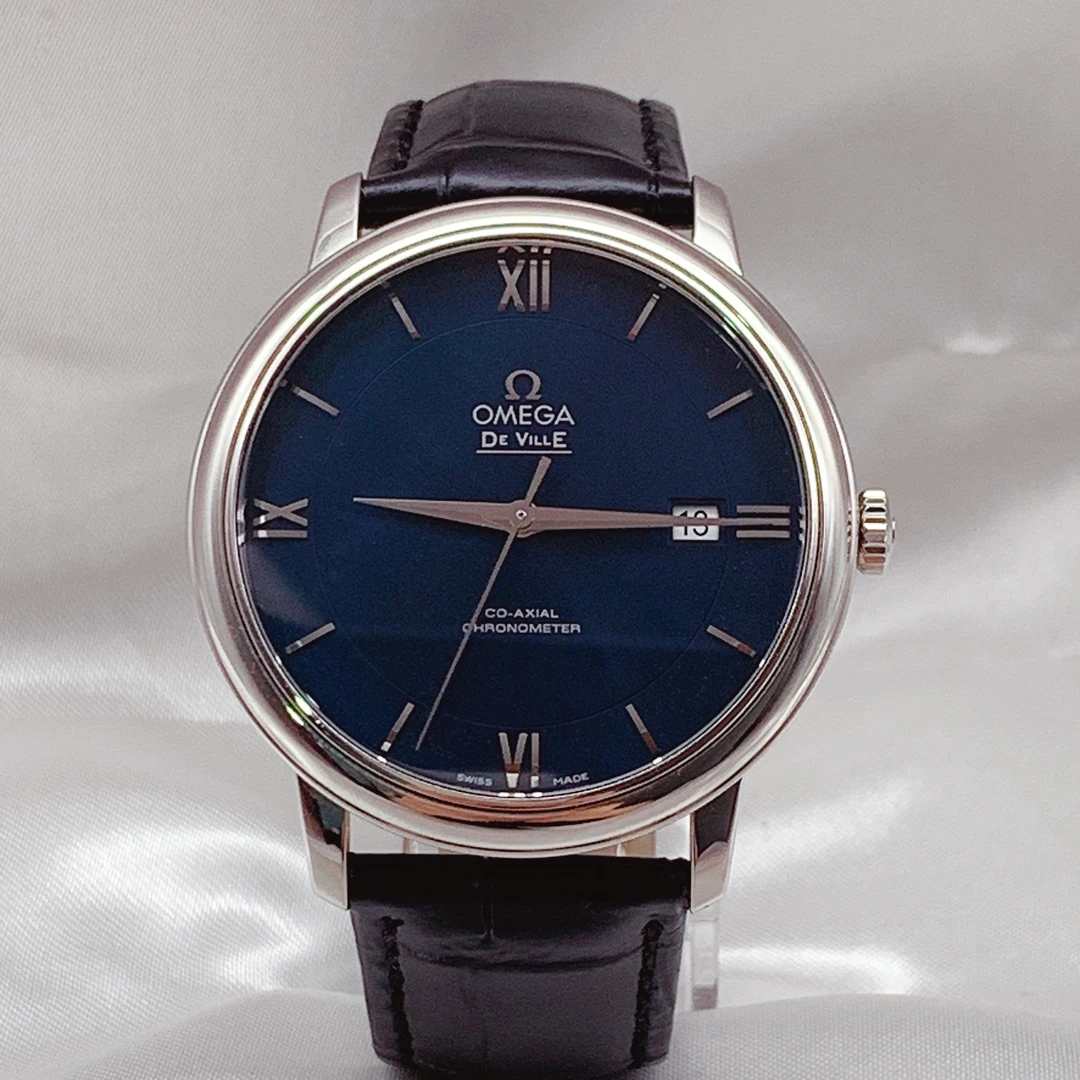 95新 Omega/欧米茄 正品碟飞系列自动机械精钢蓝色男表39.5mm