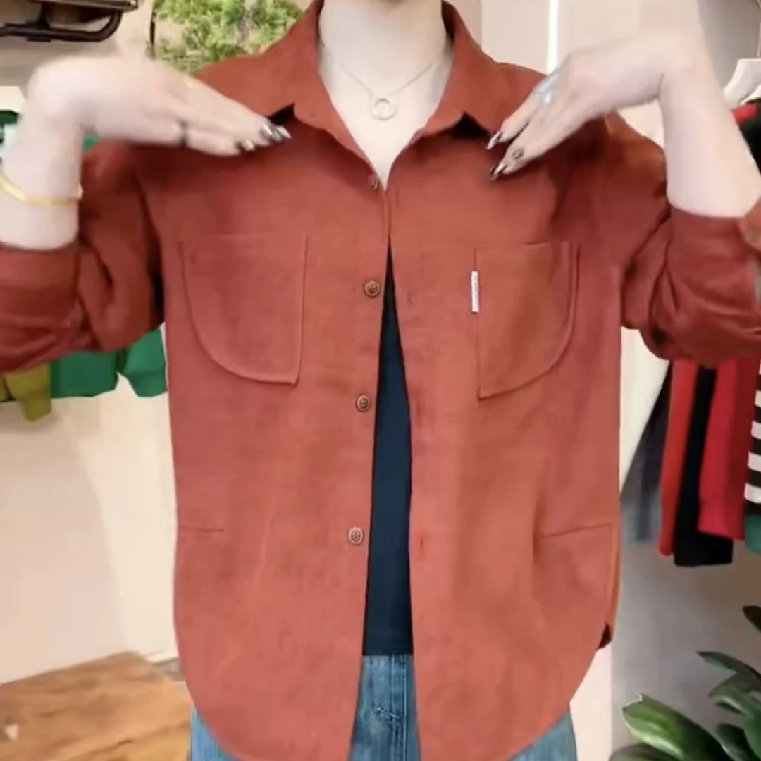 妈妈装春季新款时尚洋气百搭宽松显瘦纯色休闲衬衣外套