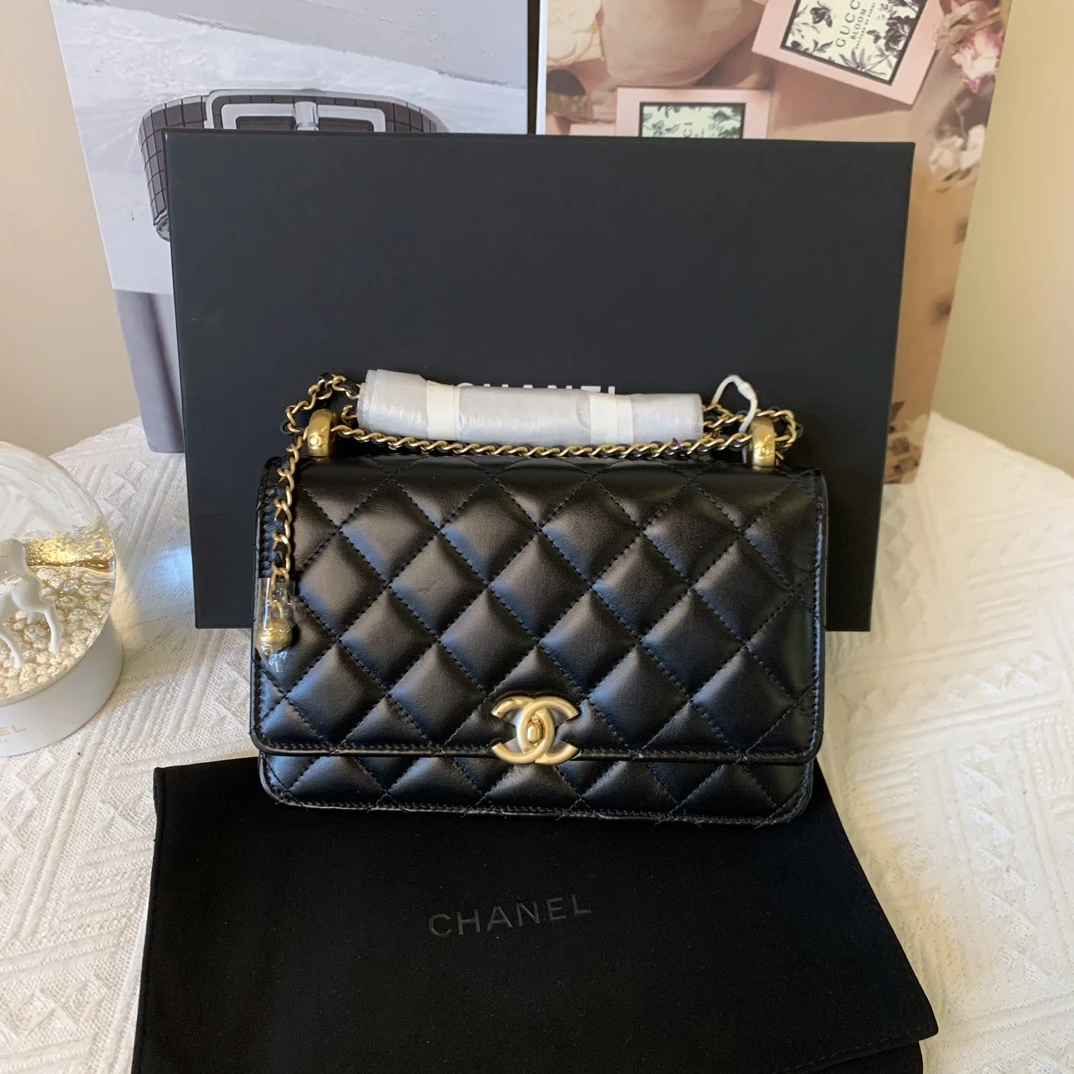 全新未使用 Chanel/香奈儿 24C双金珠woc黑金色芯片款（尾款链接）