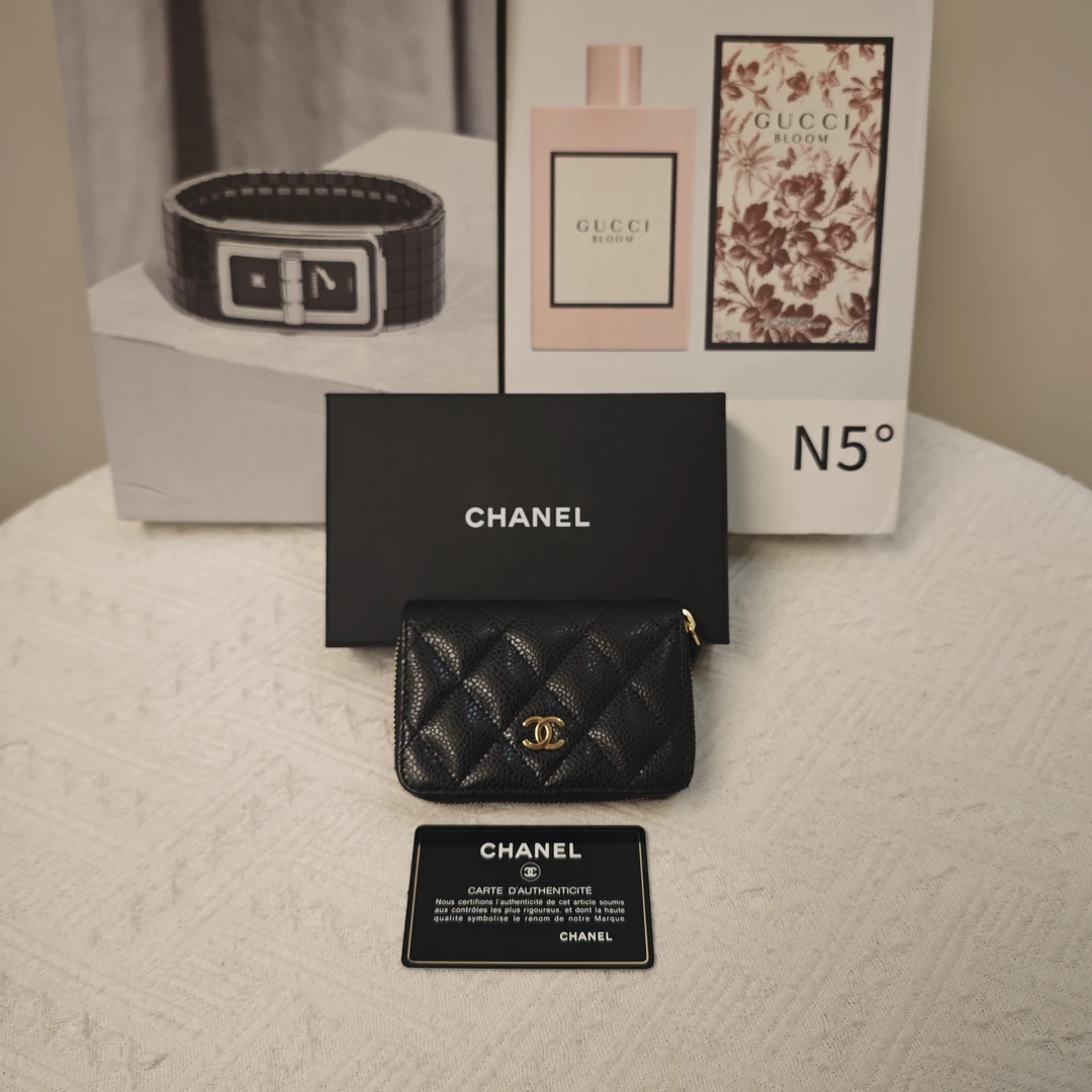 全新未使用 Chanel/香奈儿 黑金零钱包28开带卡