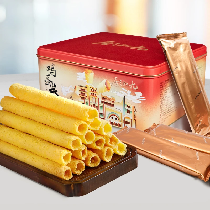 九如三居传统手工原味鸡蛋卷铁盒装春节年货礼盒送礼老式工艺酥脆