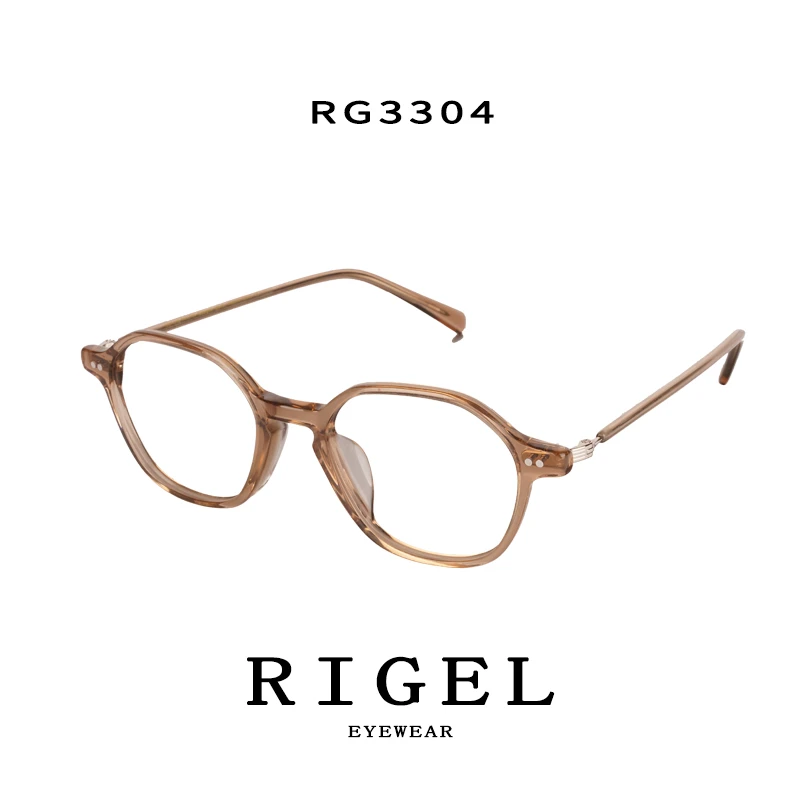 RG&RIGEL板材眼镜超轻电镀眼镜防蓝光多边形镜框近视眼镜百搭钛架