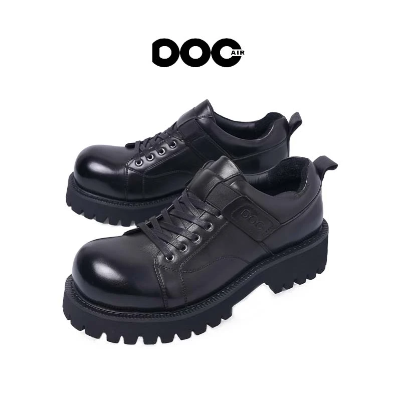 DOCAIR都可厚底增高德比鞋男黑色高级感cleanfit皮鞋英伦大头鞋