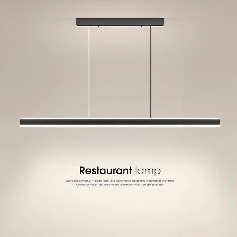 吊灯餐厅灯中山灯具家用网红饭厅LED灯现代轻奢简约长条餐厅吊灯