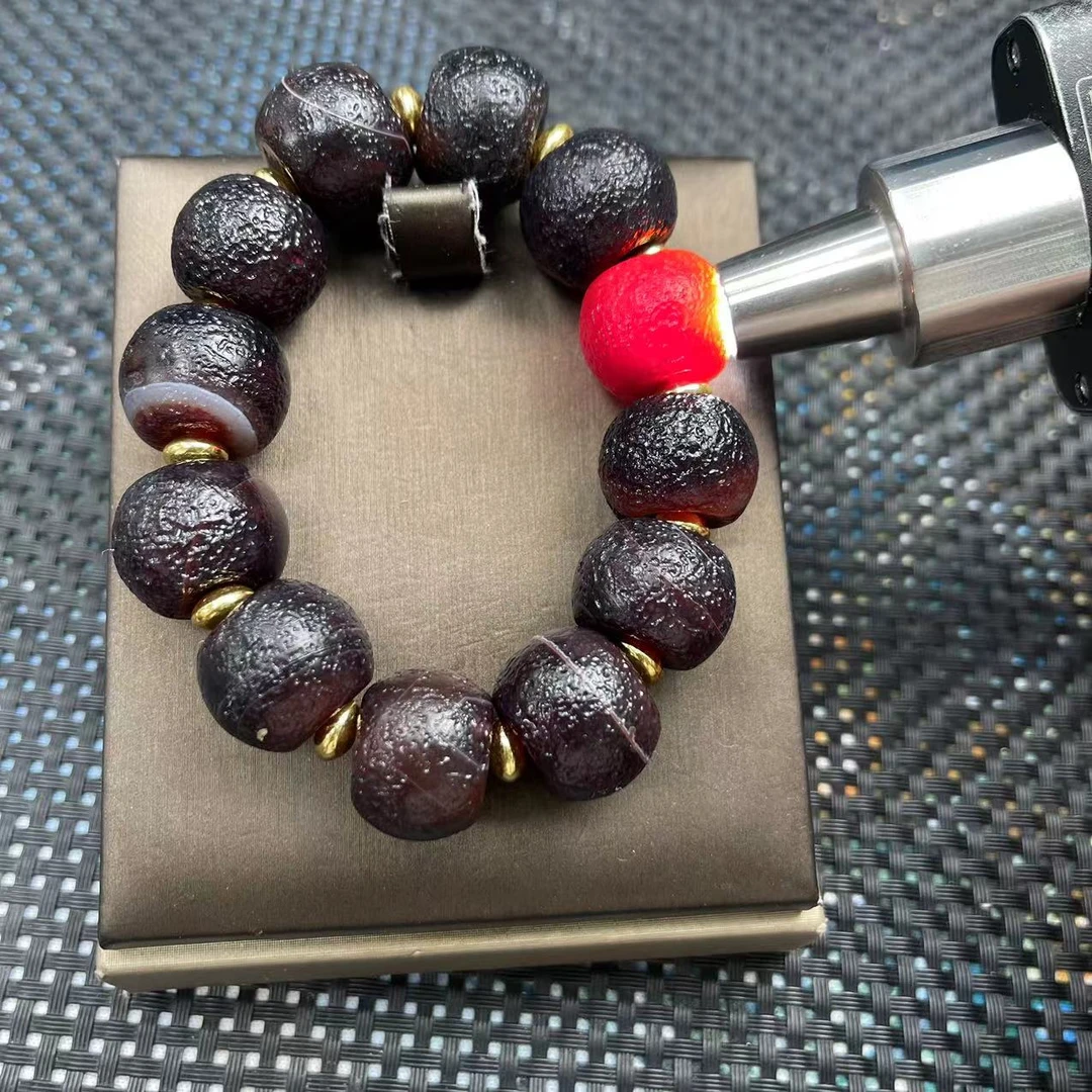 老料马蹄纹云母石算盘珠玉石玛瑙手串约20mm12颗