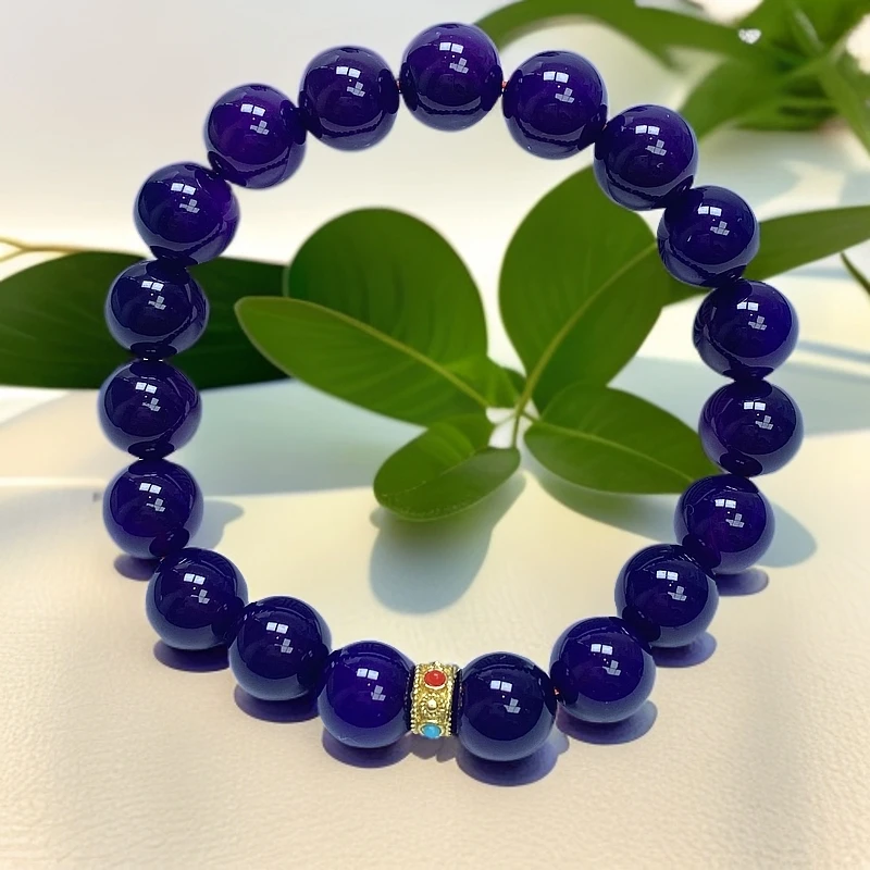 尺寸约10mm19颗天然正品玛瑙玉石紫俱来设计款手串