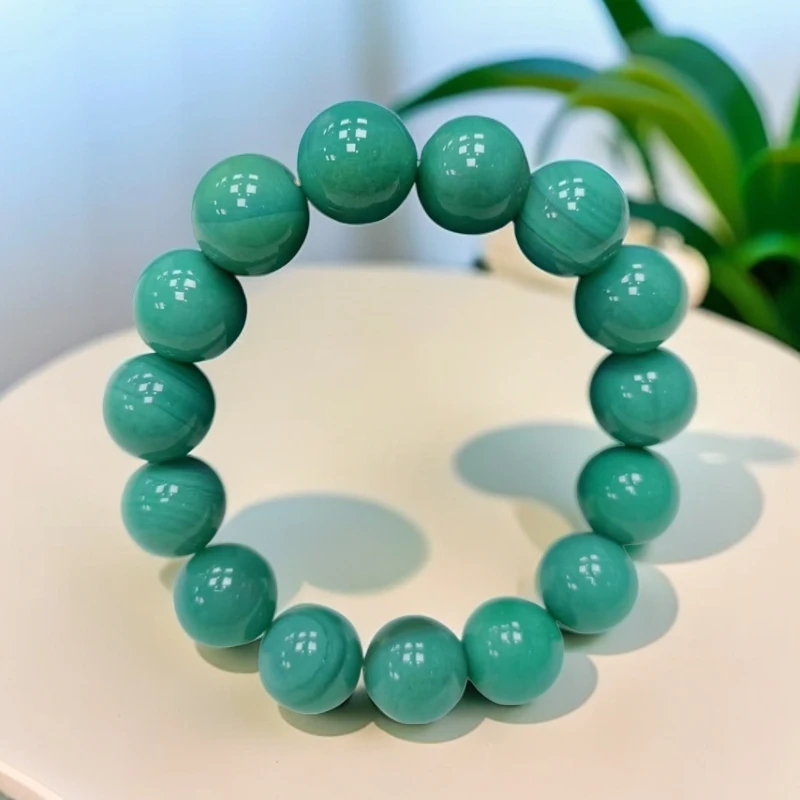 松石绿玛瑙精美手串约14mm15颗