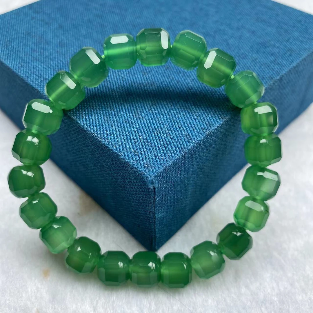 y方糖绿钻切面玛瑙玉石女士手串约9mm22颗