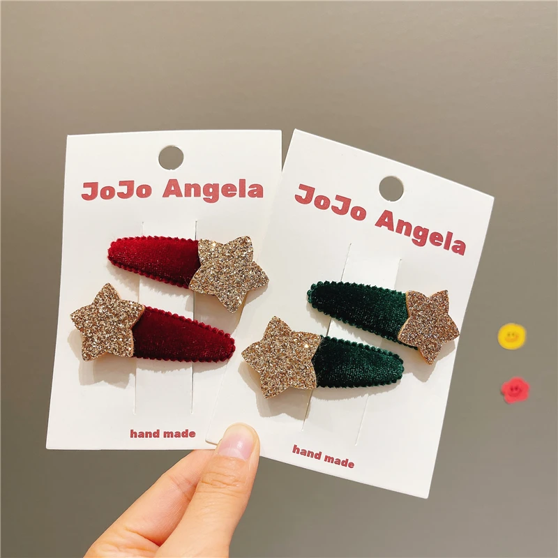 A455儿童圣诞发饰女童星星发夹宝宝可爱侧边夹婴儿刘海夹发卡头饰