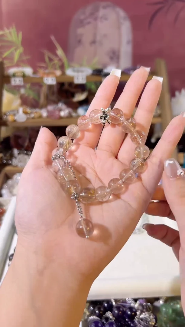 【闪购商品】烟晶手链合金福福水晶微色差