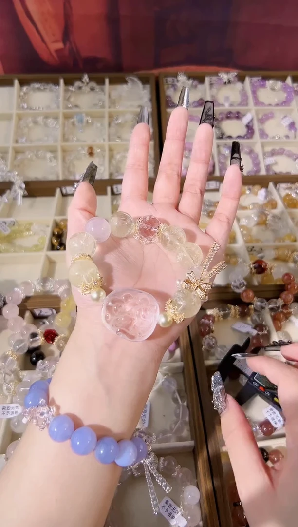 【闪购商品】水晶手串合金福福轻奢设计天然水晶微色差