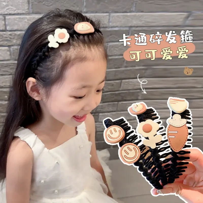 夏天儿童发箍小女孩奶咖卡通可爱不勒头箍女童盘发碎发宝宝不伤发