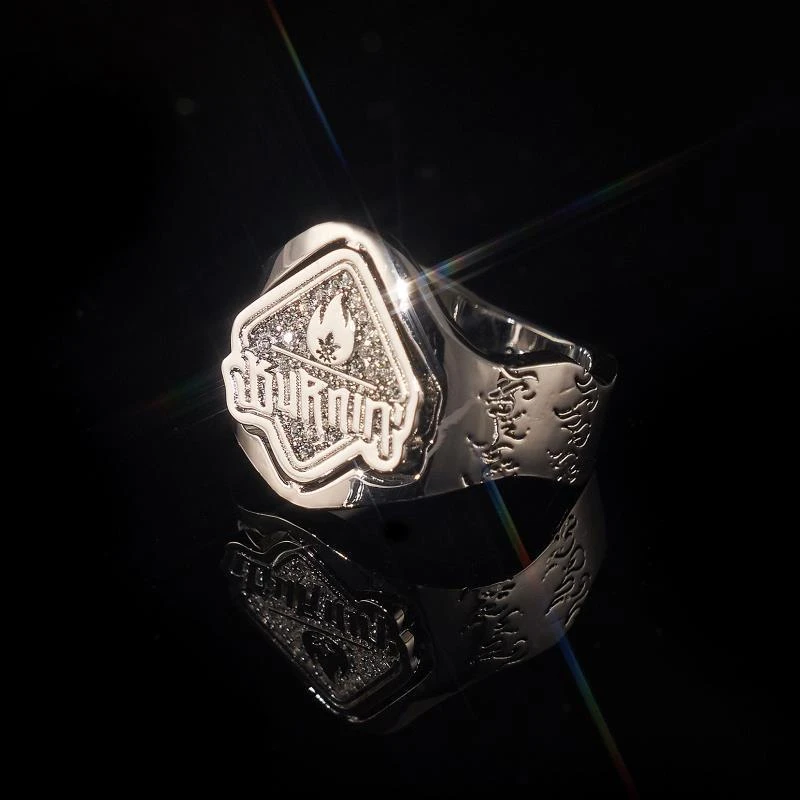 BTSP *方片logo旋转戒指可转动潮流情侣戒指