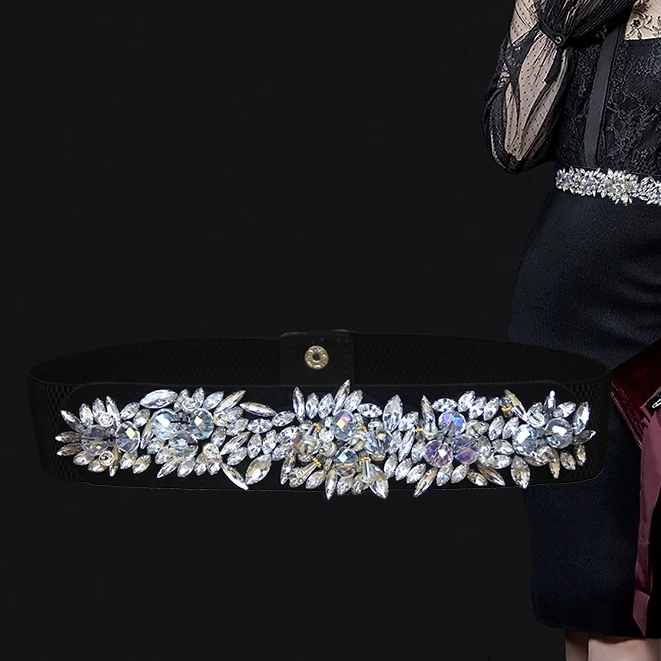 YD02时尚百搭水钻松紧腰带