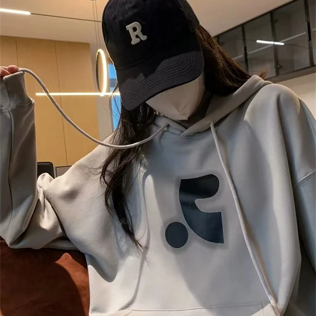首尔首发~RR秋冬新款胸口印花休闲风连帽衫卫衣