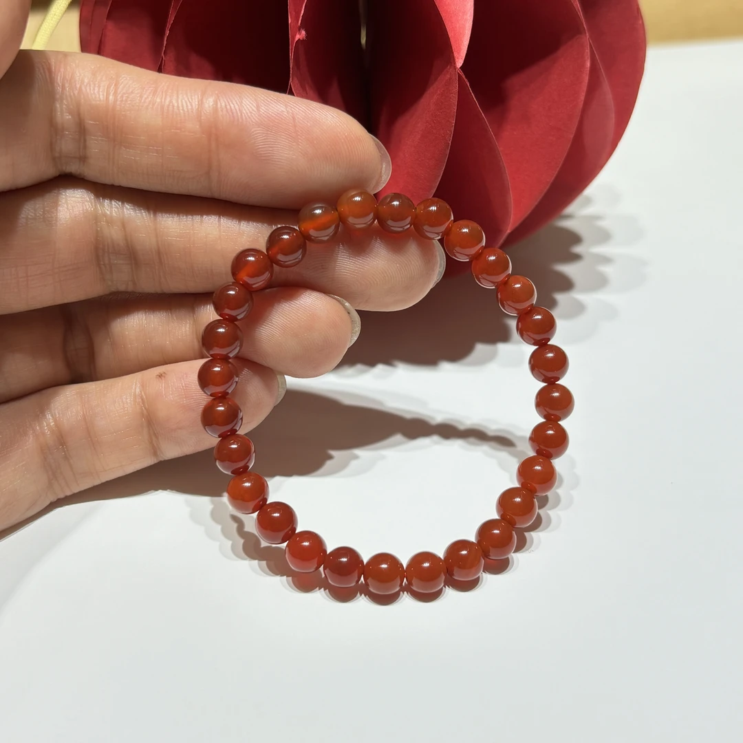 红色玛瑙6mm情侣手串生日礼物