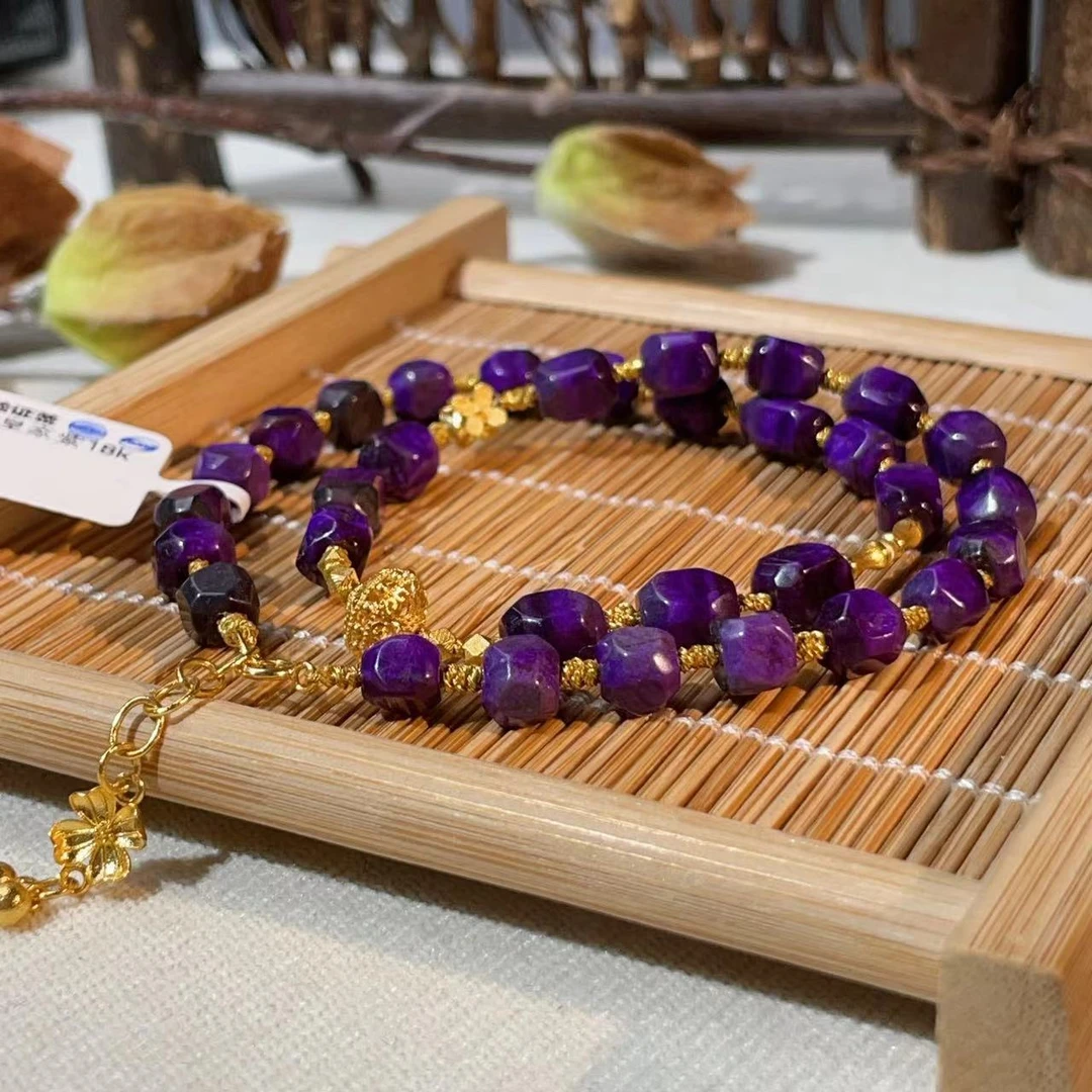 舒俱来钻切皇家紫18k双圈项链/32cmAZB1313