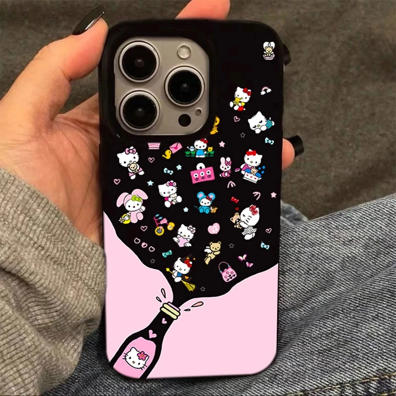 喷射凯蒂适用苹果15手机壳iphone16亮面14promax新款12软11可爱女