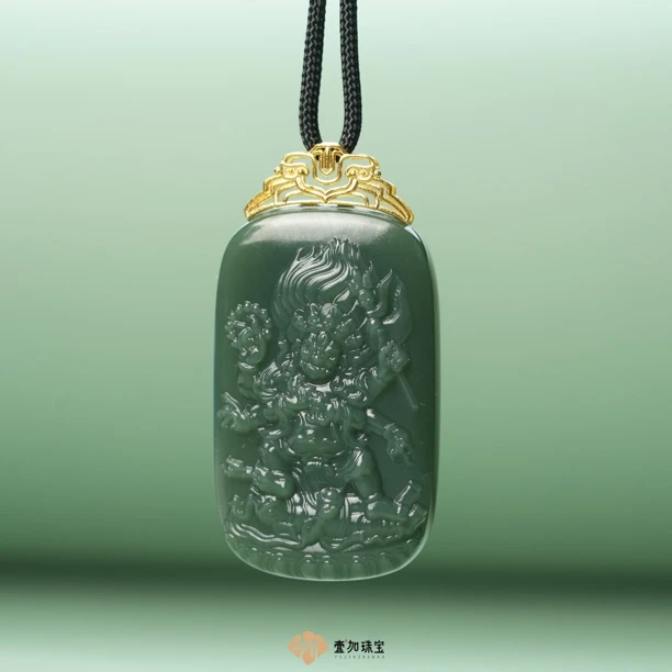 壹加小青|18k金镶大黑天塔青吊坠多样性发一8351X