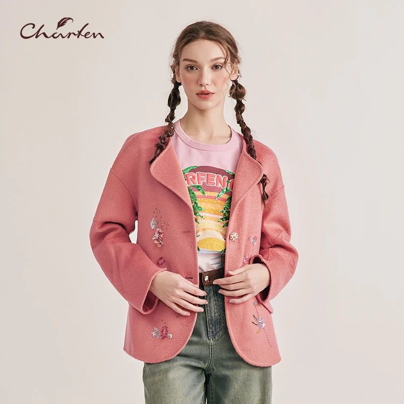 CHARFEN刺绣钉珠短外套女CFB1A105-107A女装小香风