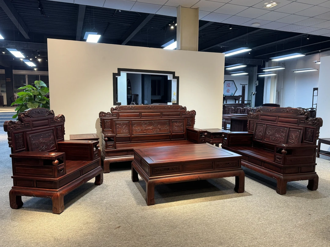 财源滚滚沙发123客厅以上沙发古典客厅成套雕花沙发木质家用