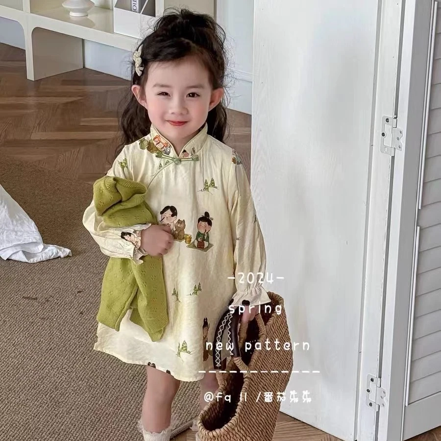 女童春夏季新款中国风连衣裙女宝宝中式休闲百搭裙子