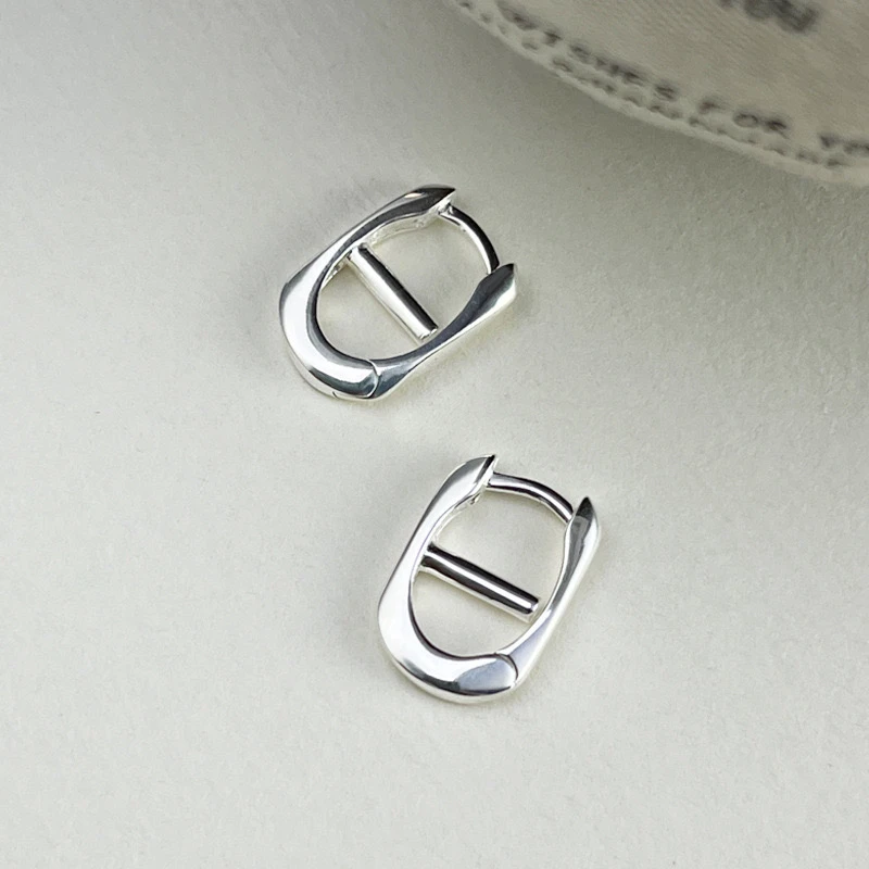 925银耳饰 S925纯银猪鼻子耳扣女ins小众设计简约气质几何耳扣