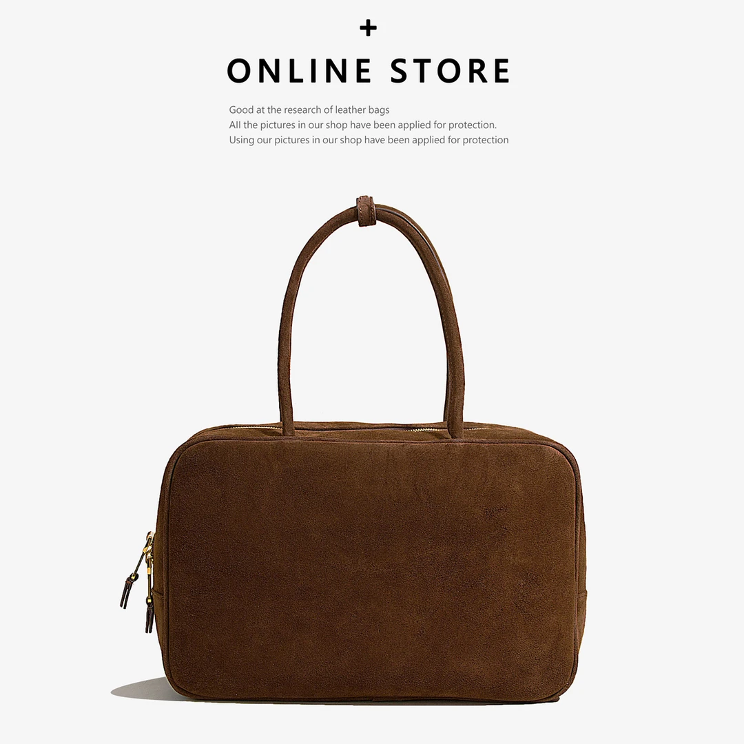 秋冬新款女包真皮磨砂皮反绒皮手提大包保龄球包枕头包复古包包