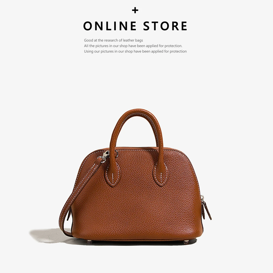 小众设计师女士包单肩斜挎包真皮包福宝马鞍皮贝壳包百搭手工小包